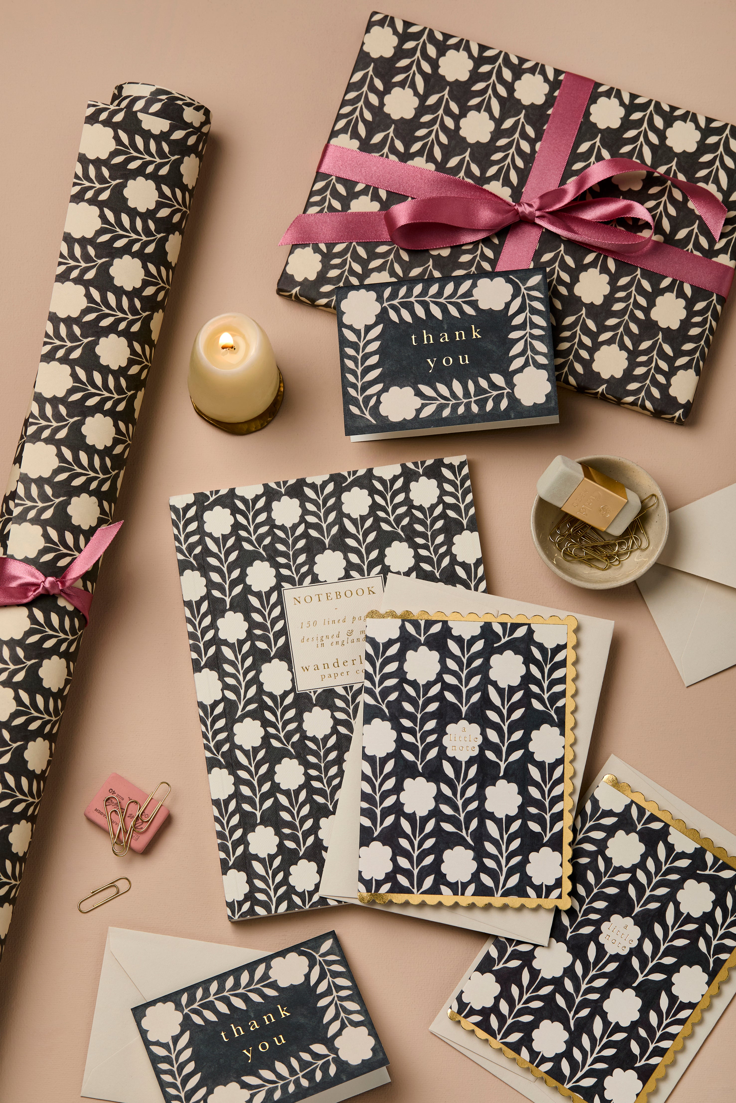 Ink Patterned Paper Ink Flora Patterned Paper – Wanderlust Paper Co.