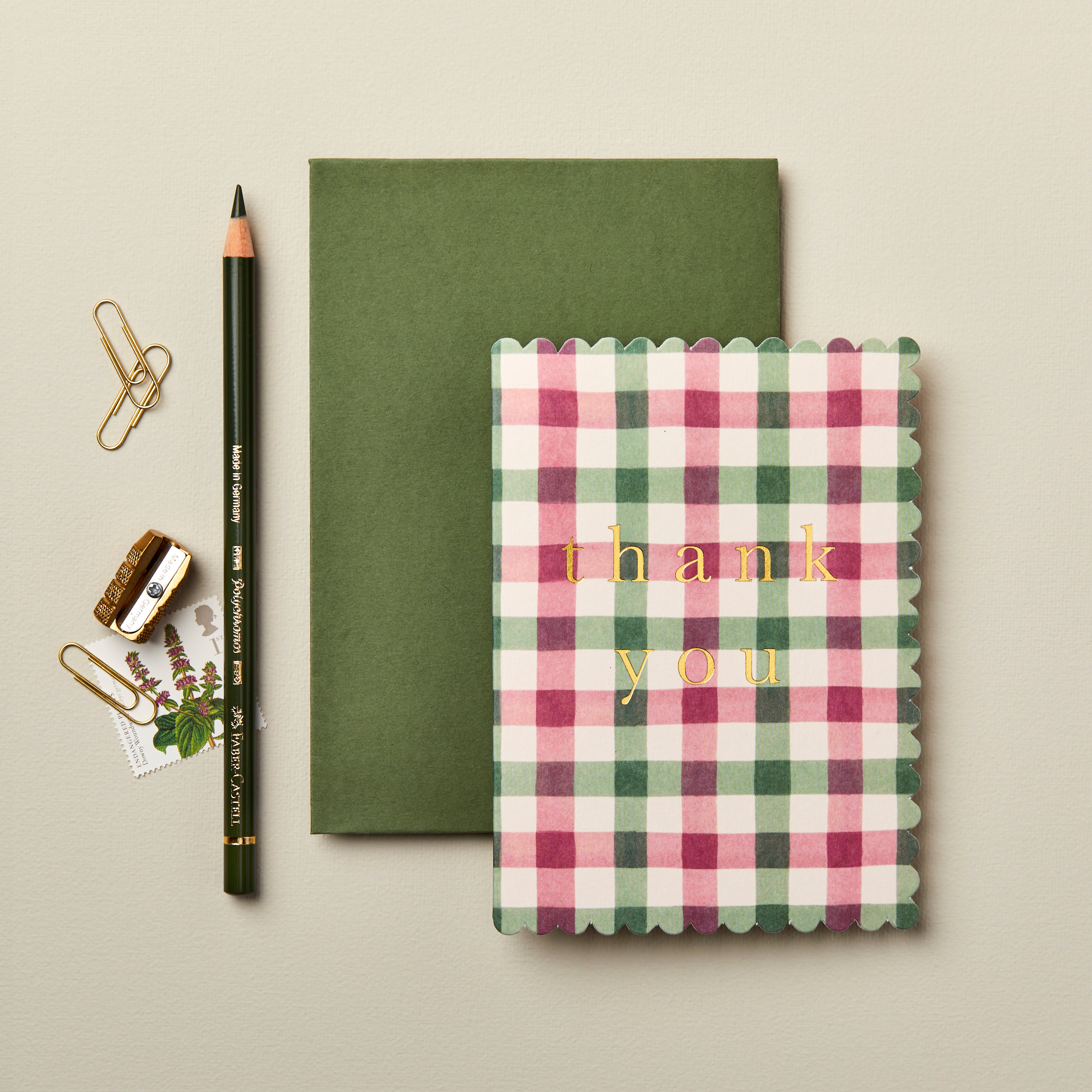 Pink & Green Gingham 'Thank You'