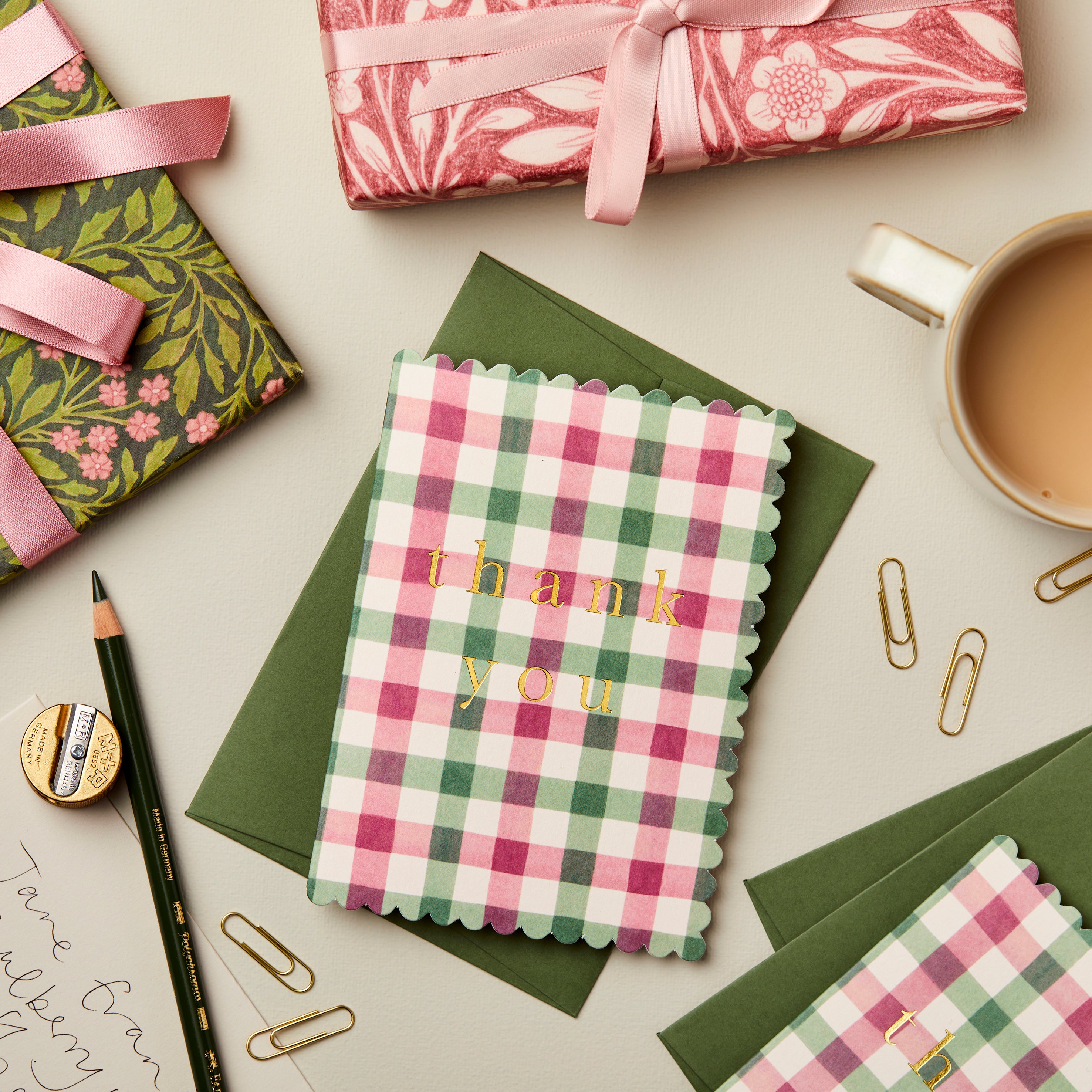 Pink & Green Gingham 'Thank You'